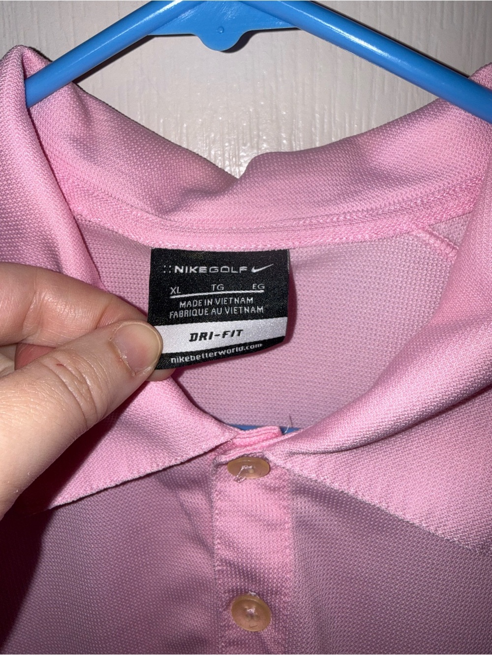Nike Pink Men's Dri-Fit Golf Polo - Picture 2 of 3